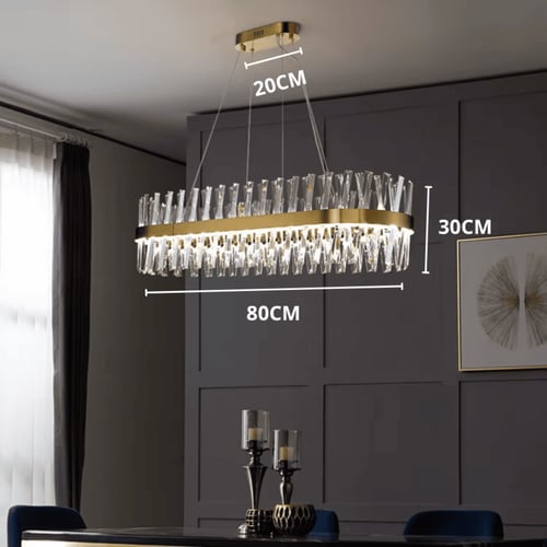 نجف كريستال مودرن LED ذهبي، 80 سم، 3 اضاءات