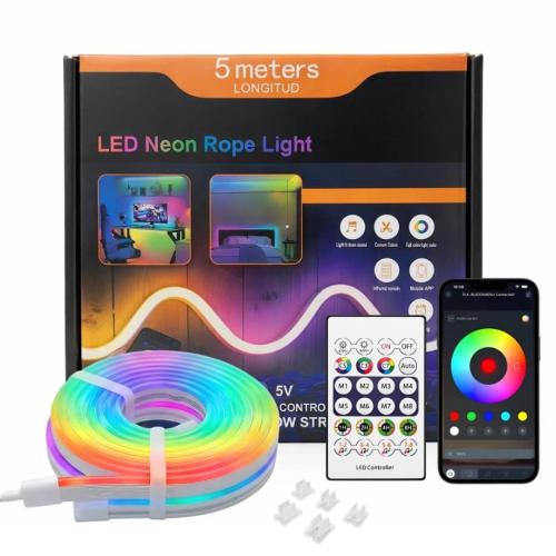 شريط إضاءة نيون LED مرن IC-RGB يعمل بالـ USB مع تح...