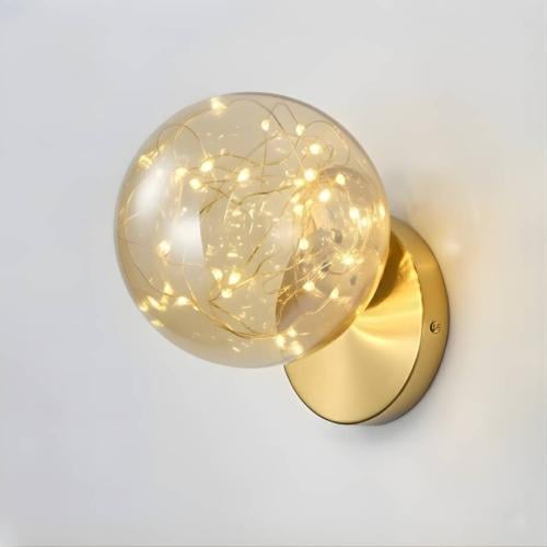 ابليك جداري مودرن LED بقاعدة ذهبية مع كرة زجاجية