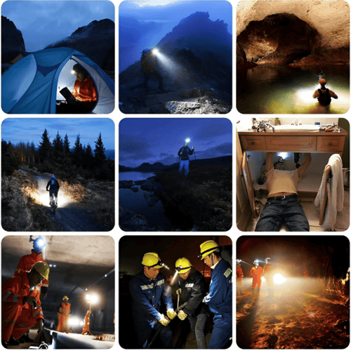 كشاف رأس LED قابل للشحن بنمطين إضاءة باللون الأبيض