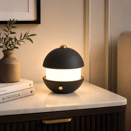 أباجورة طاولة مودرن سوداء LED تعمل باللمس – 3 مستويات إضاءة