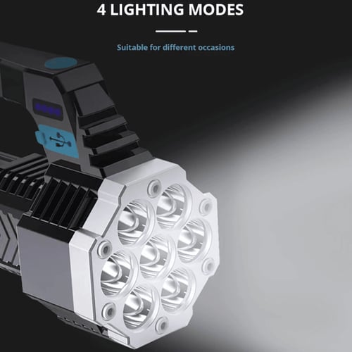 كشاف طوارئ يدوي يعمل بالشحن مع 7 عدسات إضاءة أمامي...