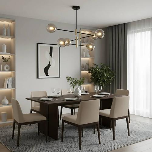 نجف مودرن LED أسود + ذهبي مع ستة كرات رصاصية قاعدة...