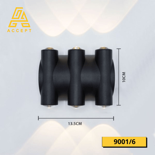 مصباح حائط خارجي 6 إضاءات LED مقاوم للماء لون الإن...