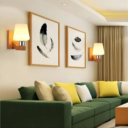 ابليك جداري مودرن بقاعدة خشبية وغطاء زجاجي أبيض