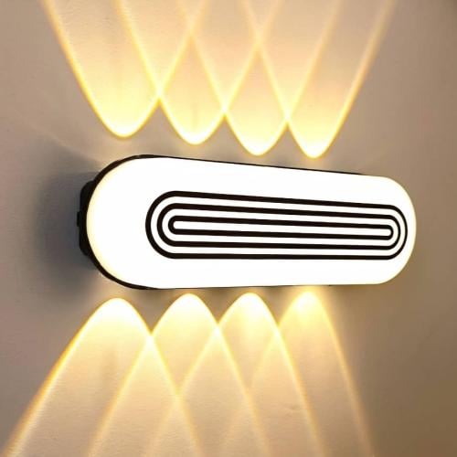 Outdoor LED wall lighting black 8 lenses yellow li...