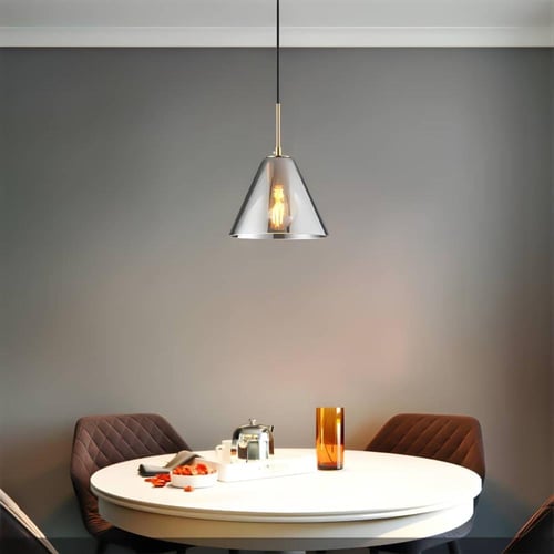 إنارة علاقي مفرد زجاج رمادي بقاعدة ذهبية