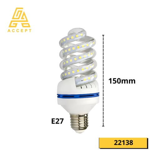 لمبة LED حلزوني بقوة 16W وبقاعدة E27 لون الإنارة أ...