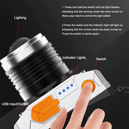 كشاف رأس LED | قابل للشحن بـ 3 أنماط إضاءة بيضاء