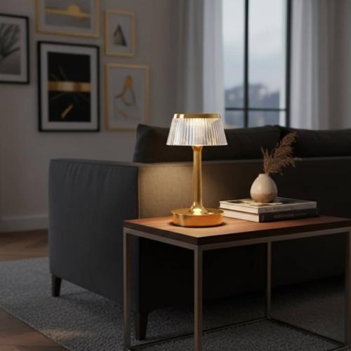 أباجورة طاولة LED ذهبية فاخرة | قابلة للشحن، تحكم...