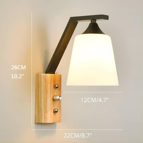 ابليك جداري مودرن بقاعدة خشبية وغطاء زجاجي أبيض مع...