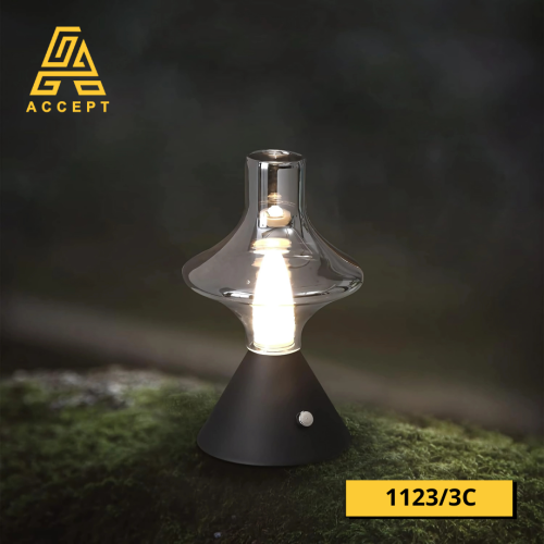 اباجورة سوداء أنيقة تعمل باللمس مع تحكم تدريجي في...