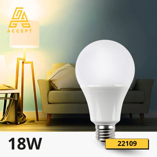 لمبة ليد كروي بقوة 18W, قاعدة E27 لون الإضاءة أصفر