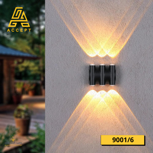مصباح حائط خارجي 6 إضاءات LED مقاوم للماء لون الإن...