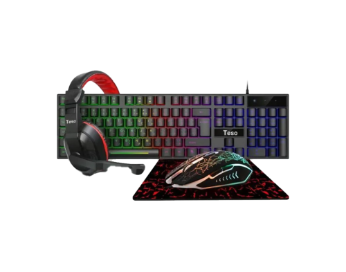 طقم كيبورد RGB +ماوس+سماعة+ماوس باد من تيسو T200