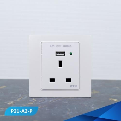 فيش 13 أمبير ومنفذ USB لون لولي