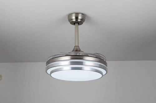 مروحة و ثريا مودرن فضي