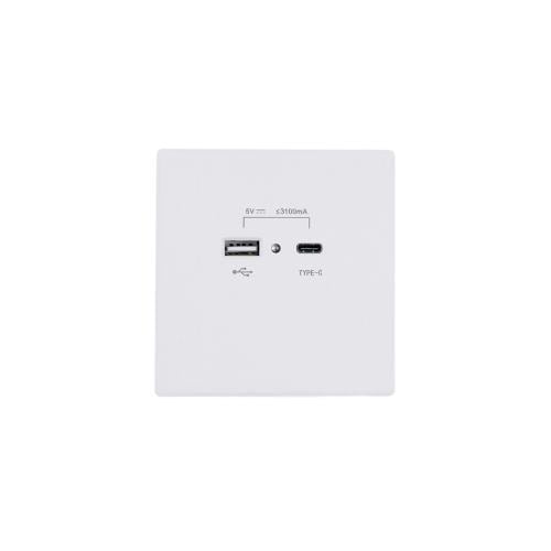 فيش منفذ USB + TYP-C بيانو أبيض خشبي