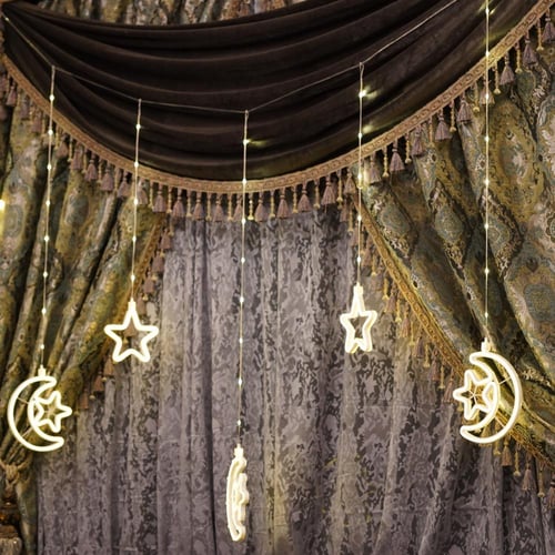 زينة رمضان نجمة وهلال مضيئة ليد