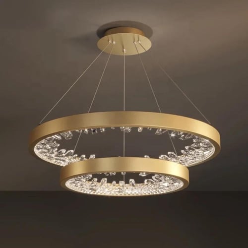 ثريا ليد مودرن ذهبية بكريستال