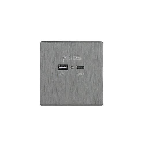 فيش منفذ USB + TYP-C بيانو رصاصي خشبي