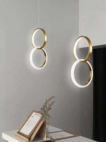 ثريا حلقات LED مزدوجة بتصميم رأسي – إنارة معلقة عص...