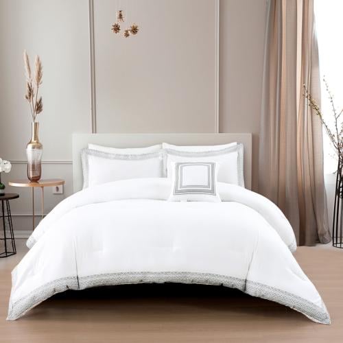 مفرش فاس فائق النعومة مطرز فاخر أبيض