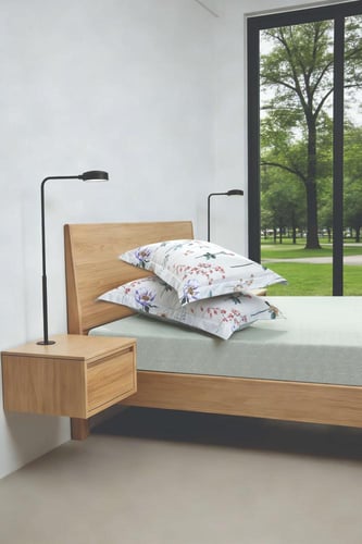 مفرش نوفا صيفي أبيض ورصاصي برسومات الزهور