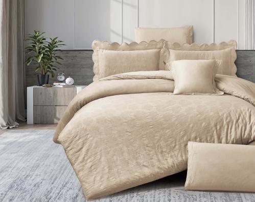 مفرش رانا مزدوج قطن بيج غامق عدد القطع 7