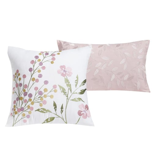 مفرش زمرد صيفي مزدوج مطرز أبيض روز عدد القطع 12