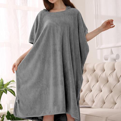 منشفة كابا مخيوط رمادي ريفي بغطاء رأس