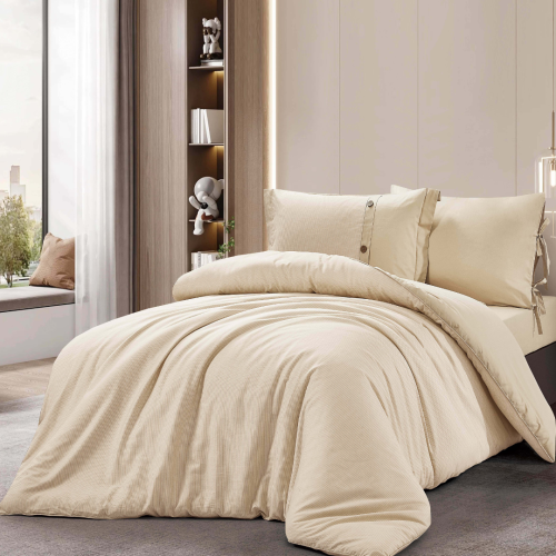 مفرش إشراقة صيفي مفرد ونص قطن بيج عدد القطع 4