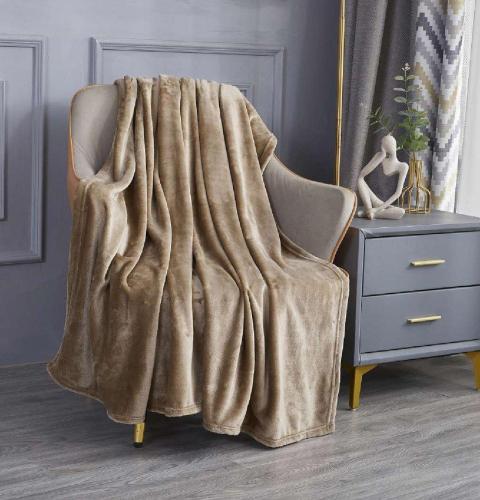 بطانية شتوي مخمل ناعم بني كوين