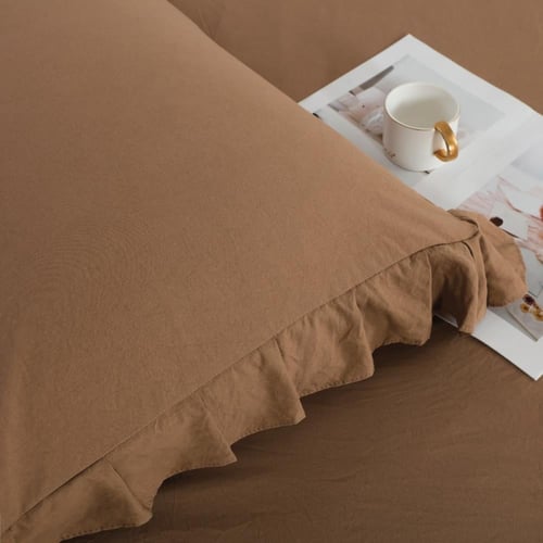طقم غطاء لحاف شارم فائق النعومة بدون حشوة بني