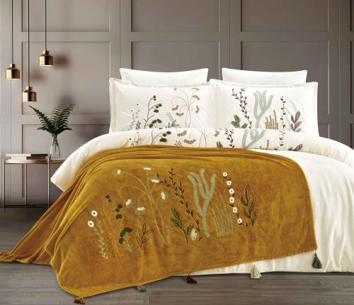 مفرش رانا شتوي مزدوج فرو ناعم كريمي مع بطانية جملي...