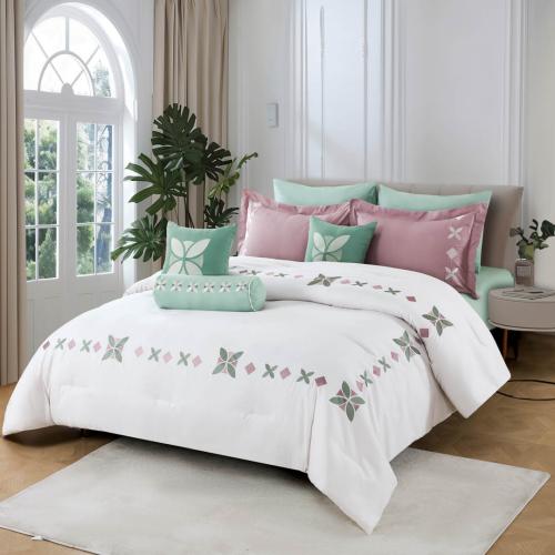 مفرش الأحساء صيفي مزدوج روز وتيفاني مطرز عدد القطع...