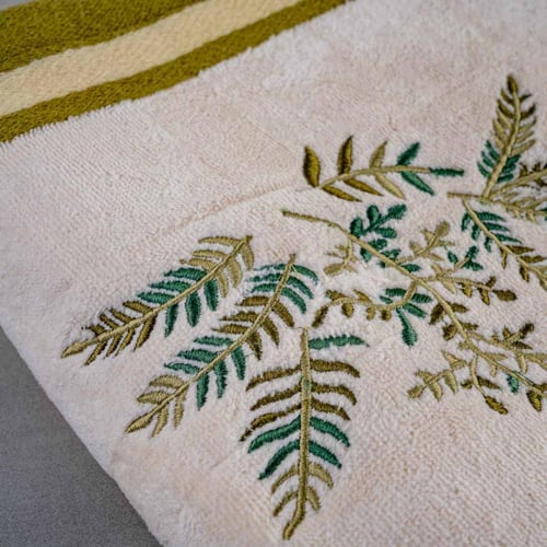 طقم منشفة قطن 100% مطرز كريمي 3 قطع