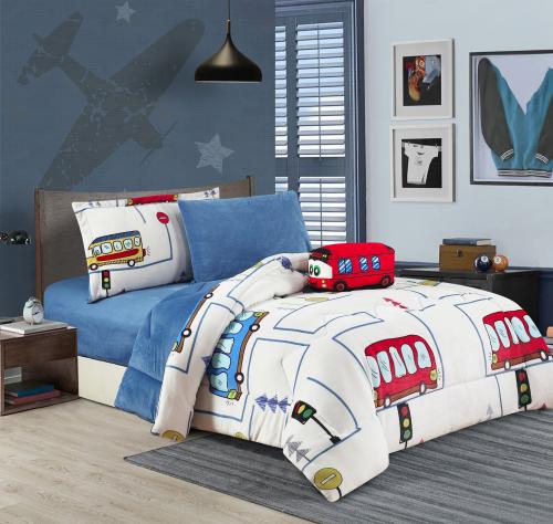 مفرش أطفال هوب شتوي أبيض وأزرق متعدد الألوان عدد ا...