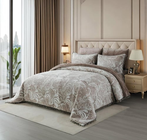 مفرش نجد شتوي فرو جاكارد بني