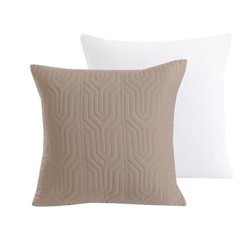 مفرش زمرد صيفي مزدوج مطرز أبيض وبني عدد القطع 12