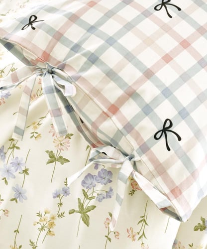 مفرش إنسجام صيفي قطن كريمي برسومات الزهور