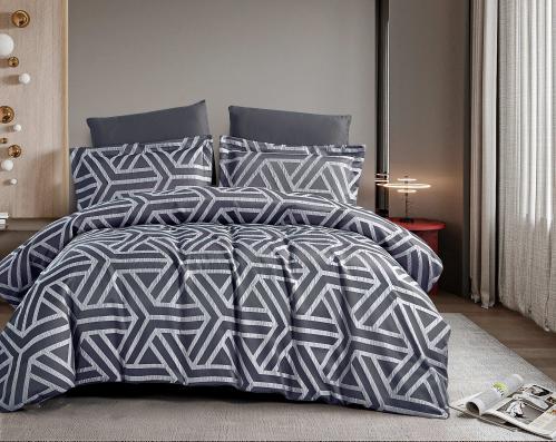 مفرش فيينا مزدوج جاكارد قطن فاخر مطرز رصاصي عدد ال...