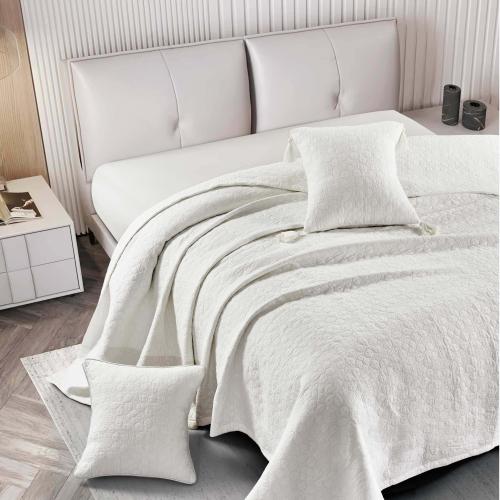 مفرش بارما مزدوج قطن جاكارد كريمي فاتح عدد القطع 3