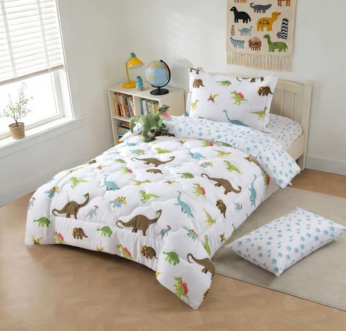 مفرش أطفال تيمون صيفي مفرد ونص أبيض وأزرق برسومات...