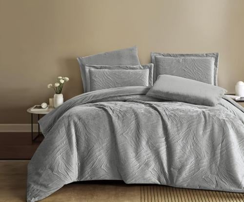 مفرش نيرا شتوي مزدوج فائق النعومة لون رصاصي