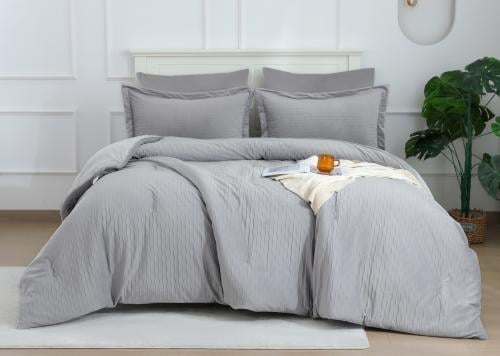 مفرش بشرى شتوي مزدوج رصاصي فاتح عدد القطع 6