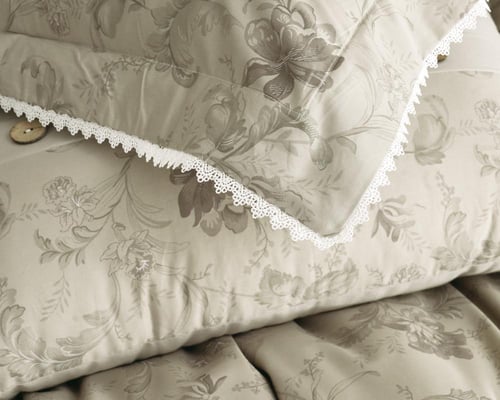 مفرش سرور مزدوج قطن زيتي فاتح برسومات الزهور عدد ا...