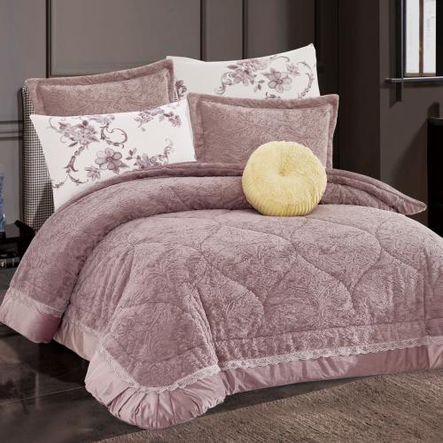 مفرش مارينا شتوي مزدوج مطرز فرو ليلكي عدد القطع 7