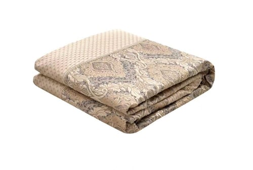 مفرش روشن مزدوج قطن مطرز ذهبي ورصاصي عدد القطع 12