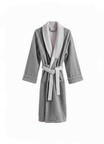 روب إستحمام بي هوم قطن جاكارد رصاصي غامق